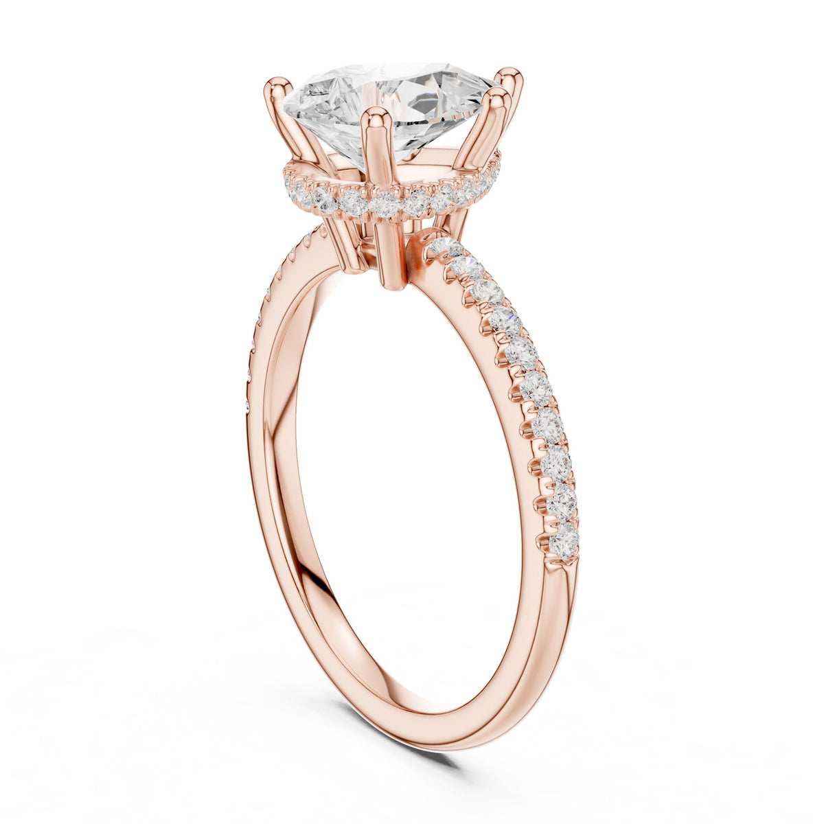 Round Hidden Halo Lab Grown Diamond Engagement Ring