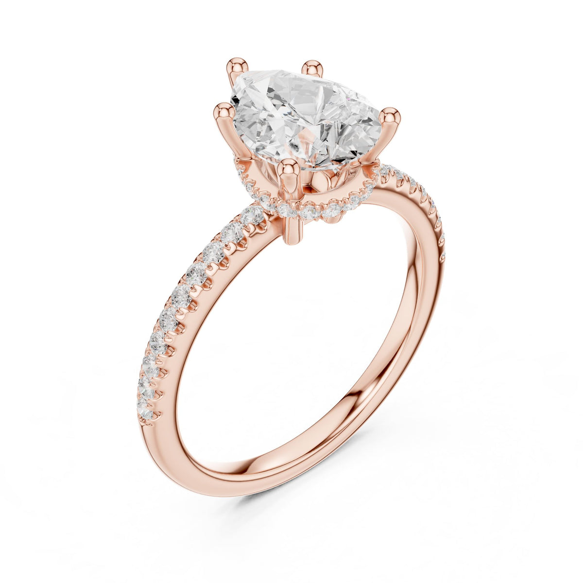 Round Hidden Halo Lab Grown Diamond Engagement Ring
