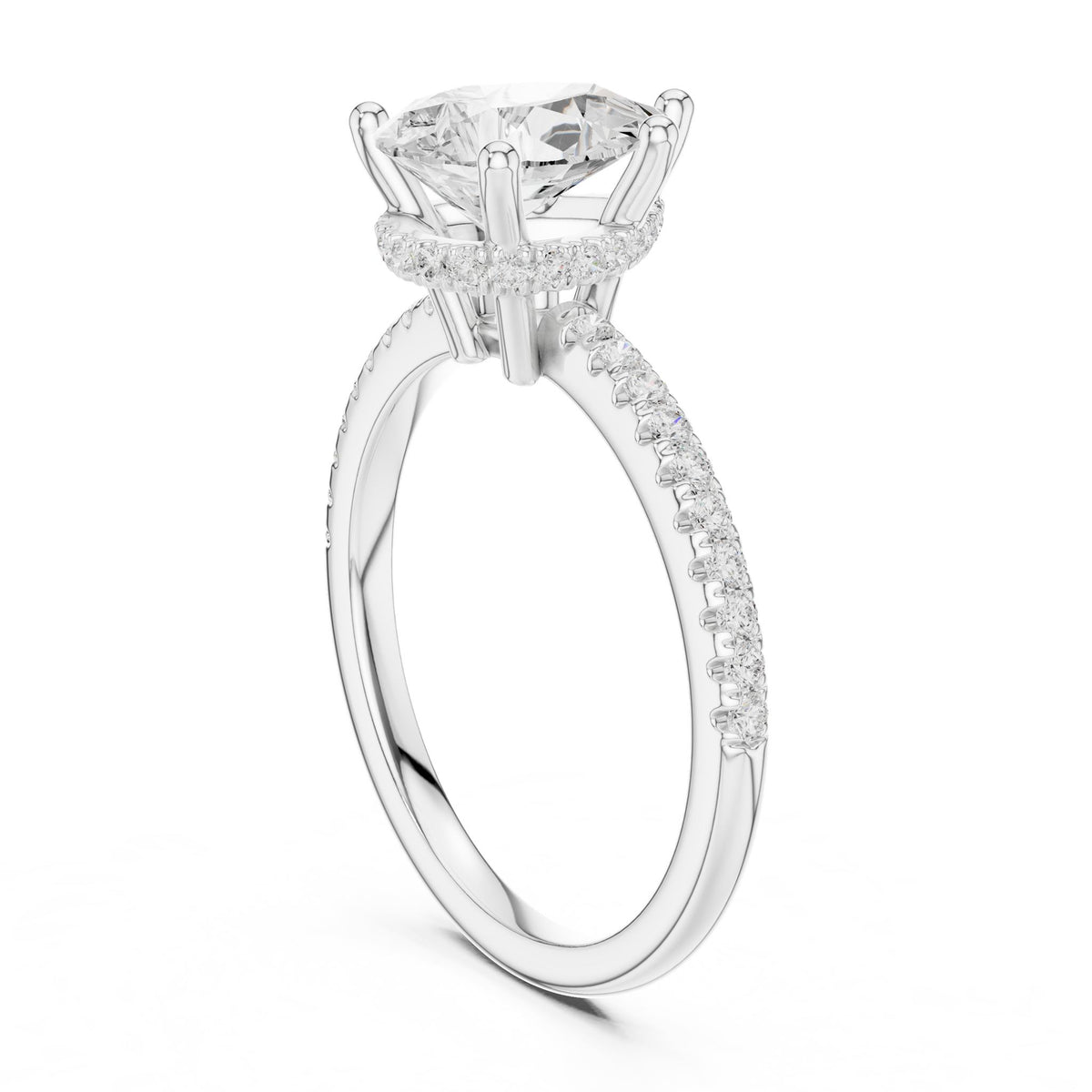 Round Hidden Halo Lab Grown Diamond Engagement Ring