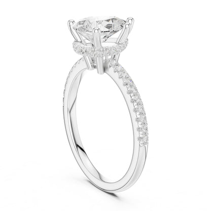 Round Hidden Halo Lab Grown Diamond Engagement Ring