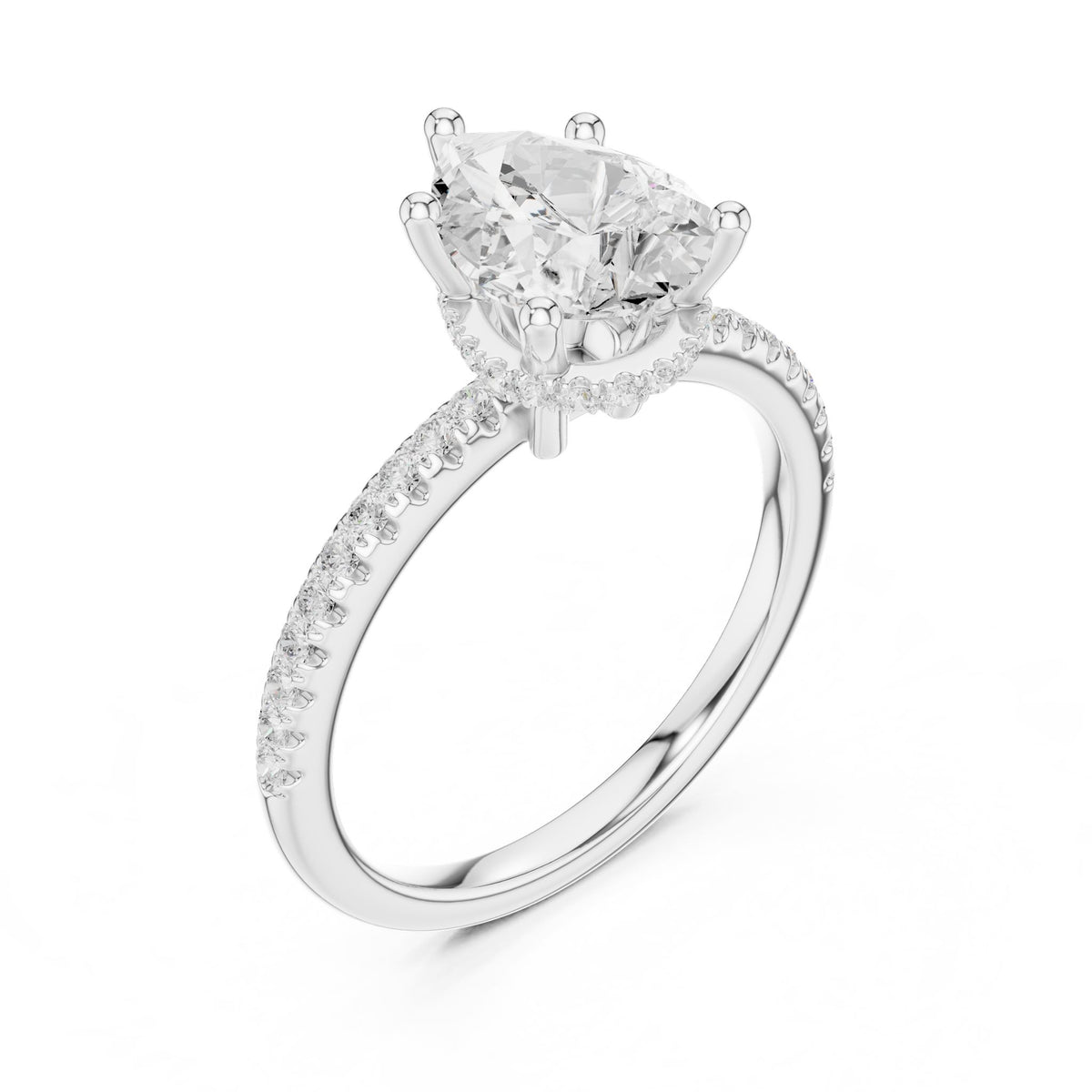 Round Hidden Halo Lab Grown Diamond Engagement Ring