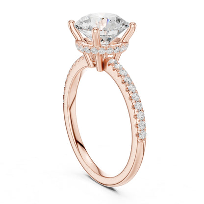 Round Hidden Halo Lab Grown Diamond Engagement Ring