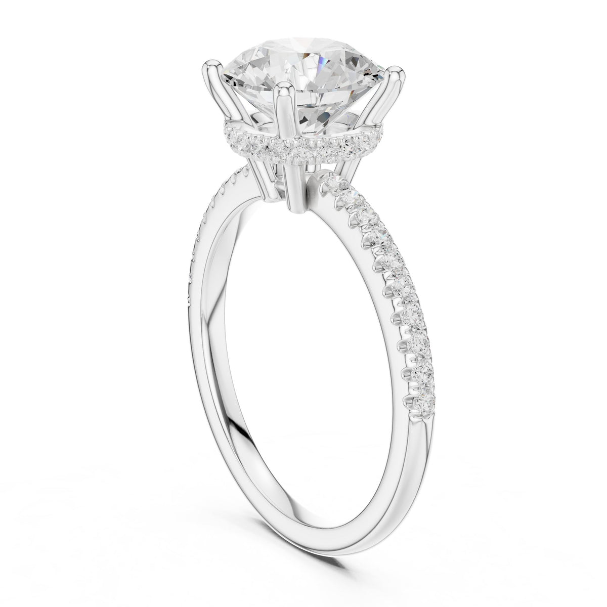 Round Hidden Halo Lab Grown Diamond Engagement Ring