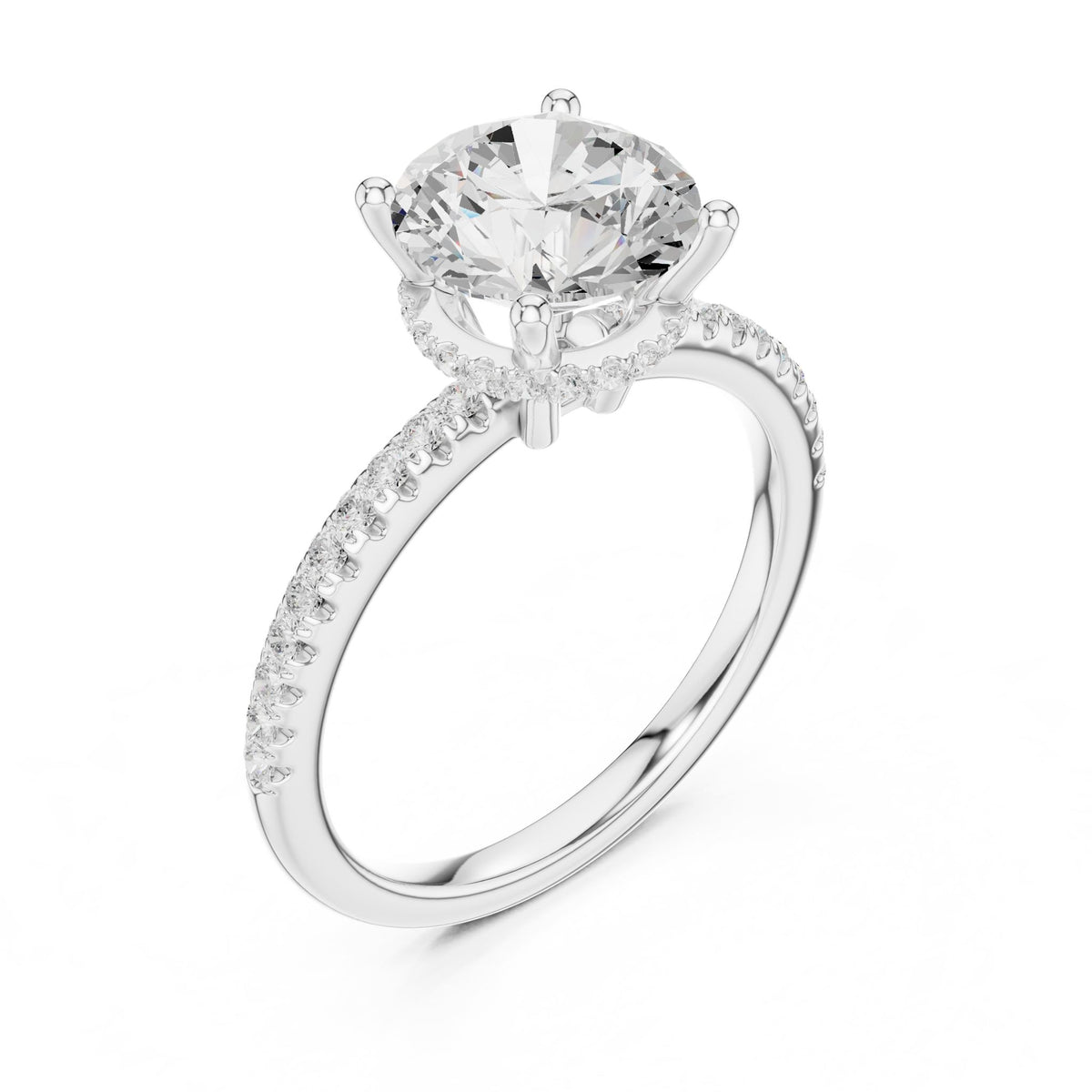 Round Hidden Halo Lab Grown Diamond Engagement Ring