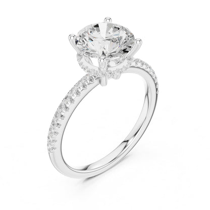 Round Hidden Halo Lab Grown Diamond Engagement Ring