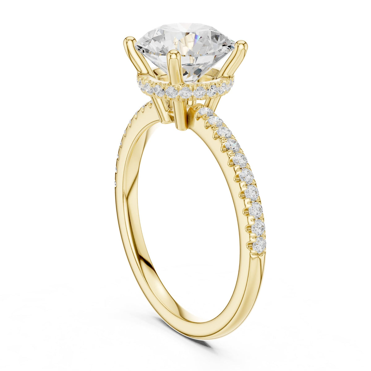 Round Hidden Halo Lab Grown Diamond Engagement Ring