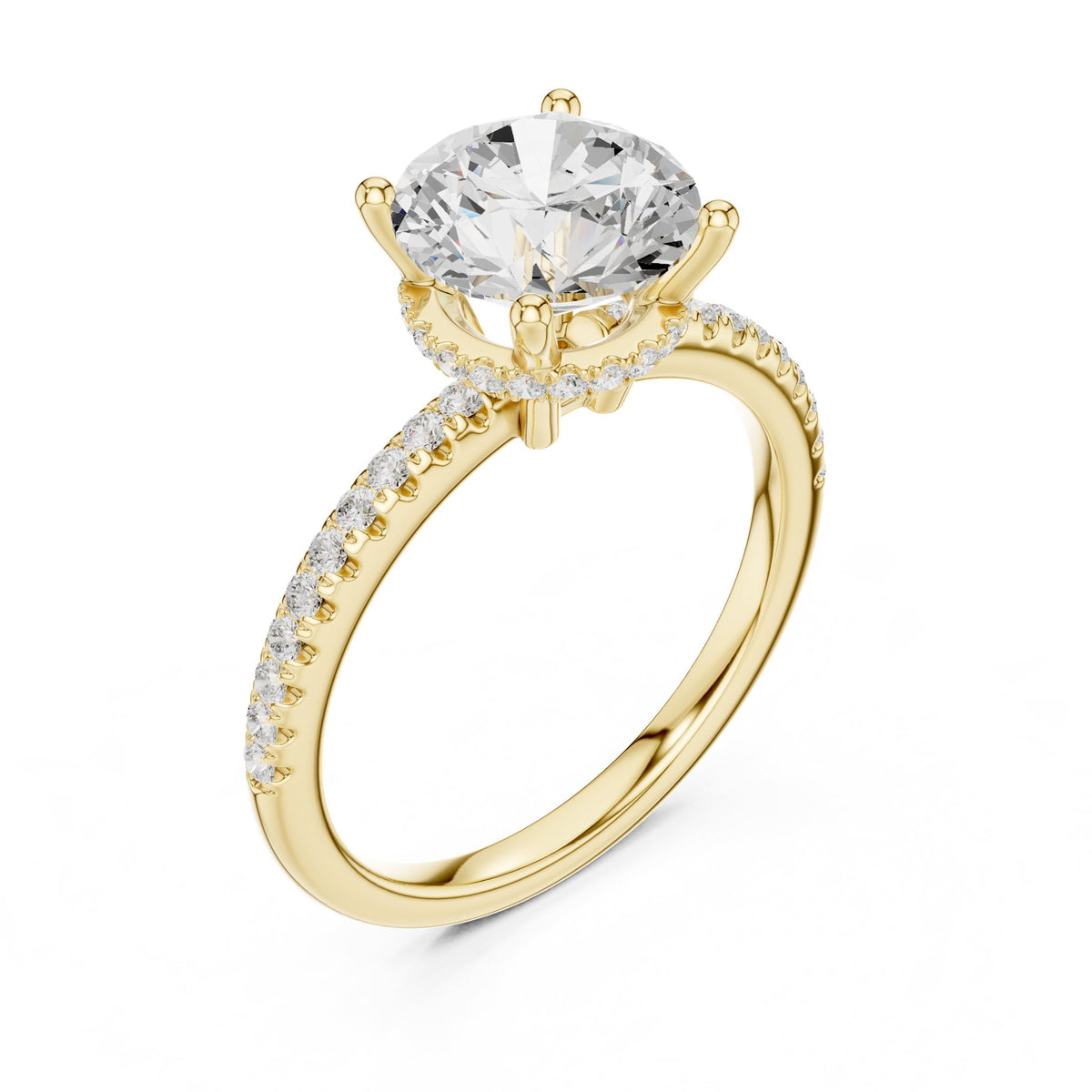 Round Hidden Halo Lab Grown Diamond Engagement Ring