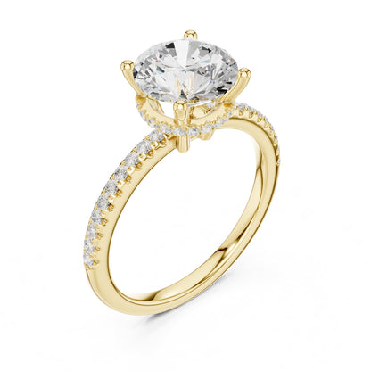 Round Hidden Halo Lab Grown Diamond Engagement Ring