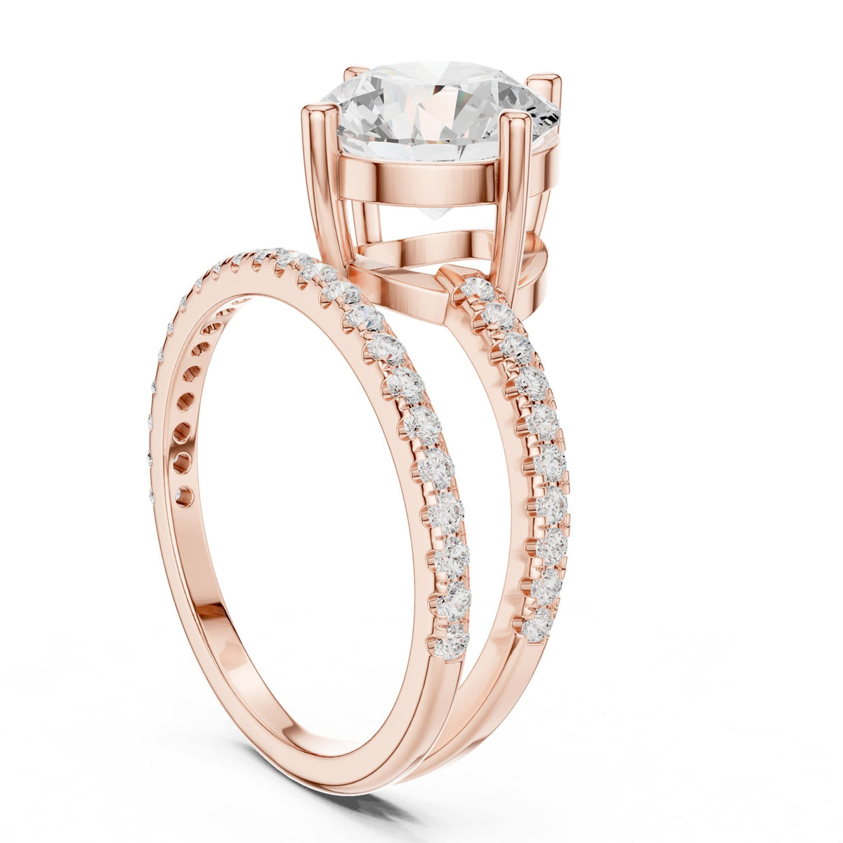 Round Hidden Halo Lab Grown Diamond Engagement Ring