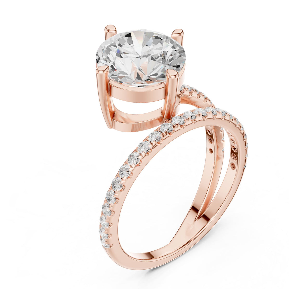 Round Hidden Halo Lab Grown Diamond Engagement Ring