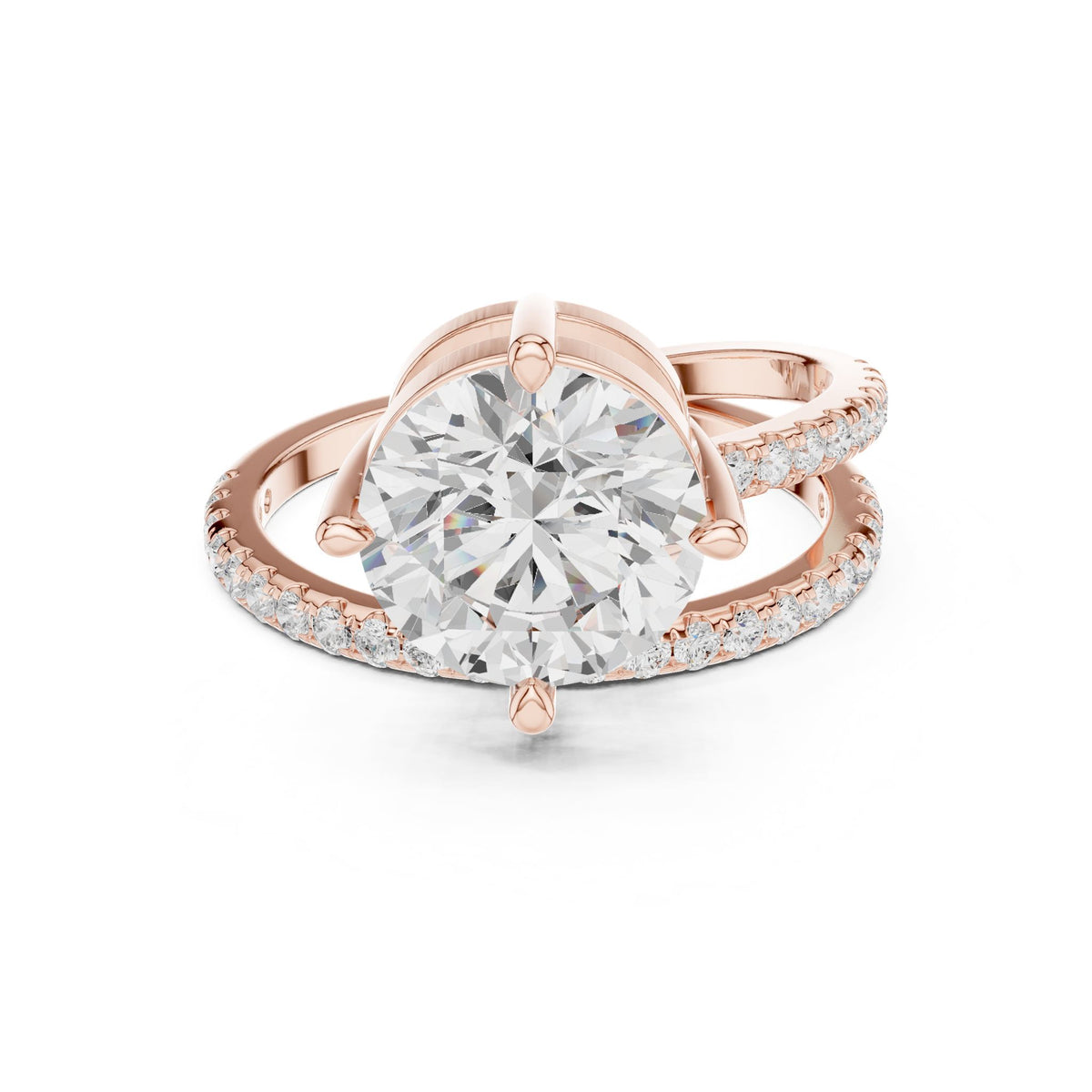 Round Hidden Halo Lab Grown Diamond Engagement Ring