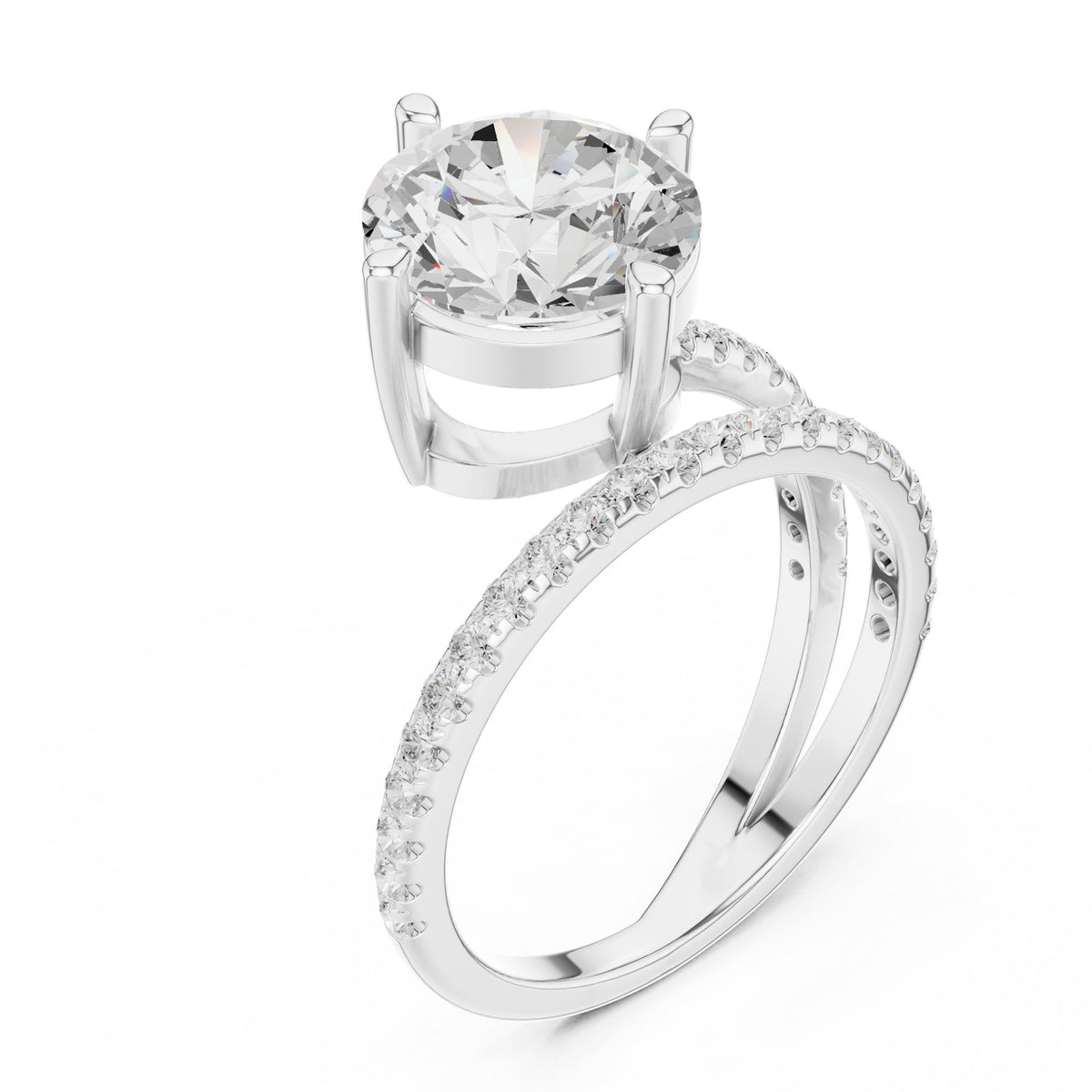 Round Hidden Halo Lab Grown Diamond Engagement Ring
