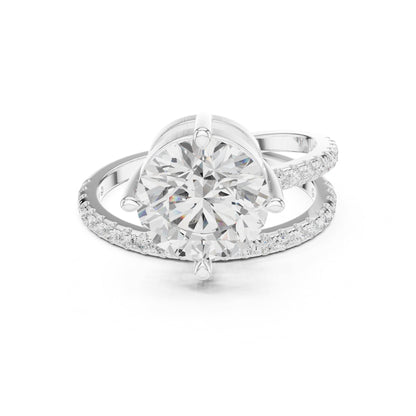 Round Hidden Halo Lab Grown Diamond Engagement Ring