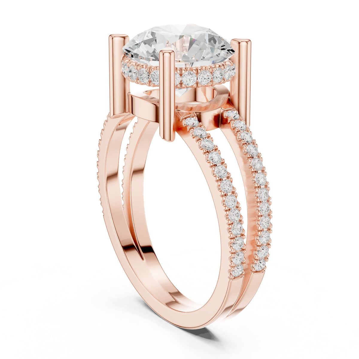 Round Hidden Halo Lab Grown Diamond Engagement Ring
