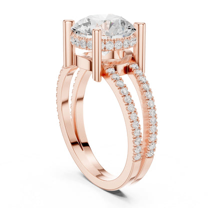 Round Hidden Halo Lab Grown Diamond Engagement Ring
