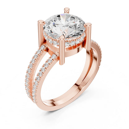 Round Hidden Halo Lab Grown Diamond Engagement Ring