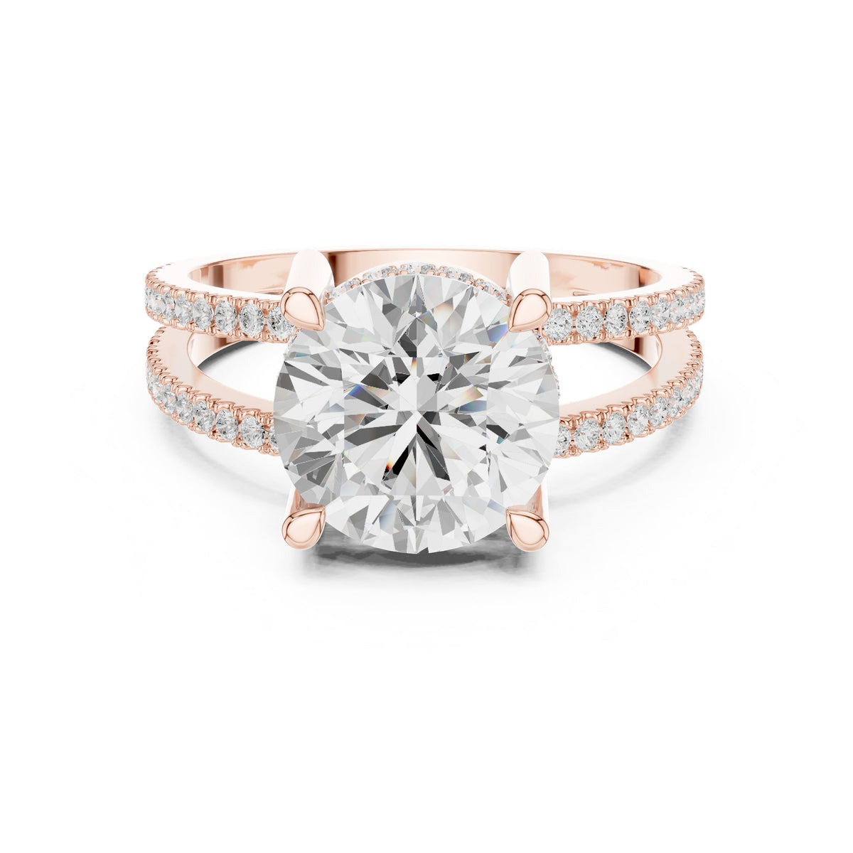 Round Hidden Halo Lab Grown Diamond Engagement Ring