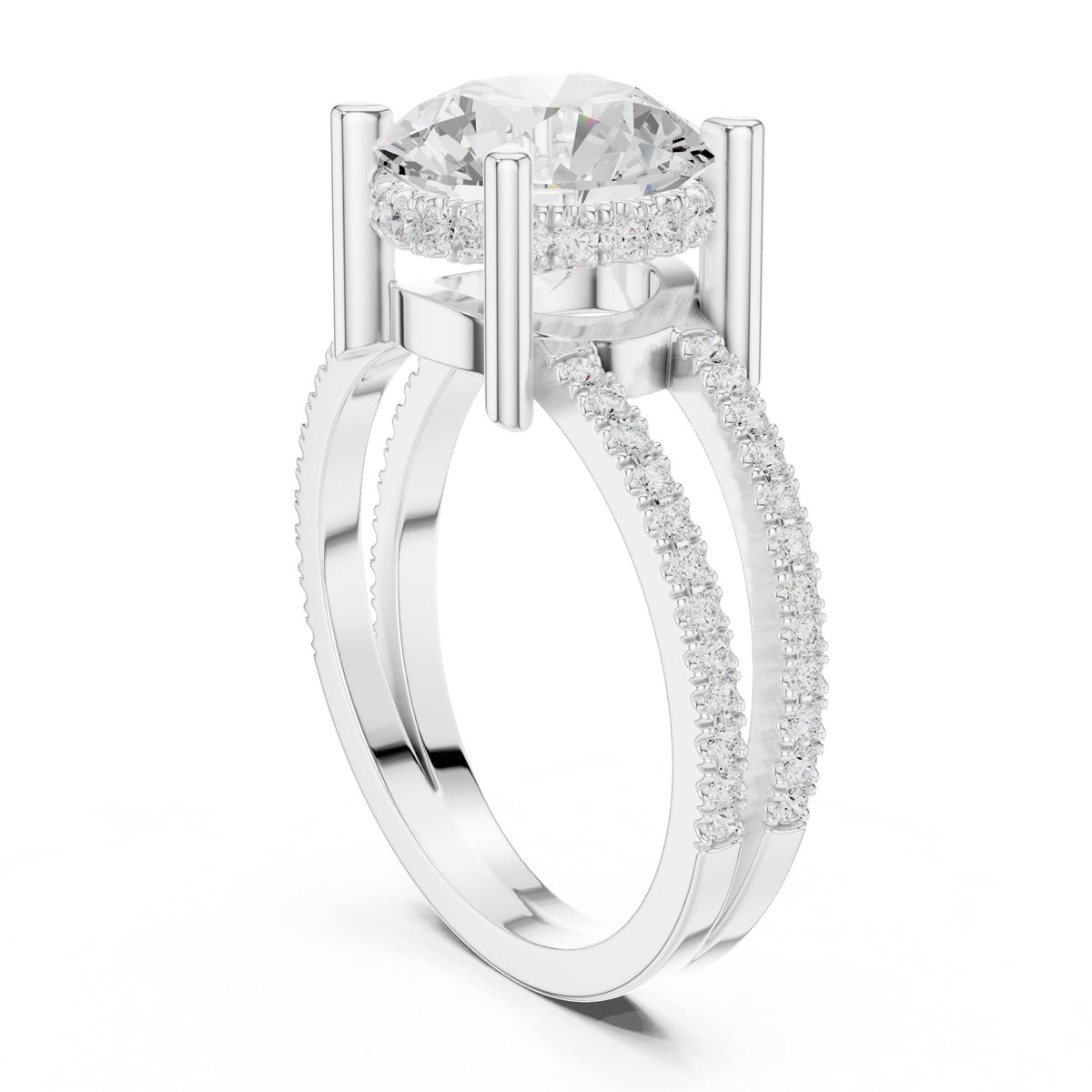 Round Hidden Halo Lab Grown Diamond Engagement Ring