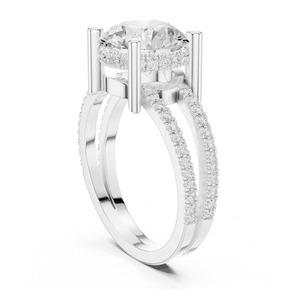 Round Hidden Halo Lab Grown Diamond Engagement Ring