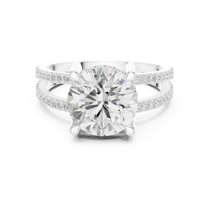 Round Hidden Halo Lab Grown Diamond Engagement Ring