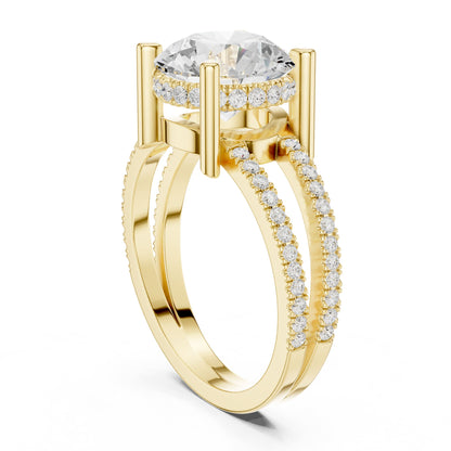Round Hidden Halo Lab Grown Diamond Engagement Ring