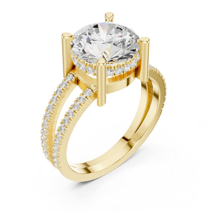 Round Hidden Halo Lab Grown Diamond Engagement Ring