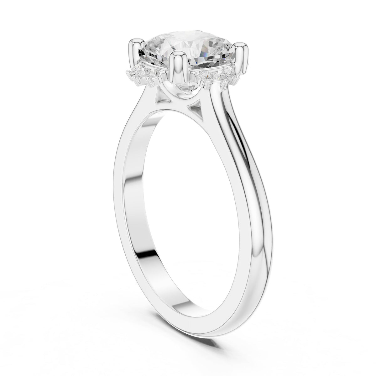 Round Hidden Halo Lab Grown Diamond Engagement Ring