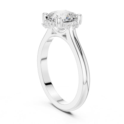Round Hidden Halo Lab Grown Diamond Engagement Ring