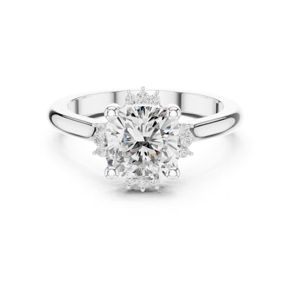 Round Hidden Halo Lab Grown Diamond Engagement Ring