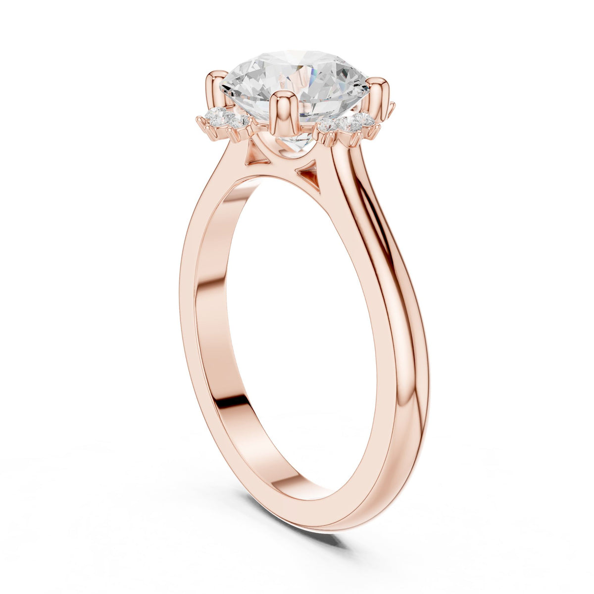 Round Hidden Halo Lab Grown Diamond Engagement Ring
