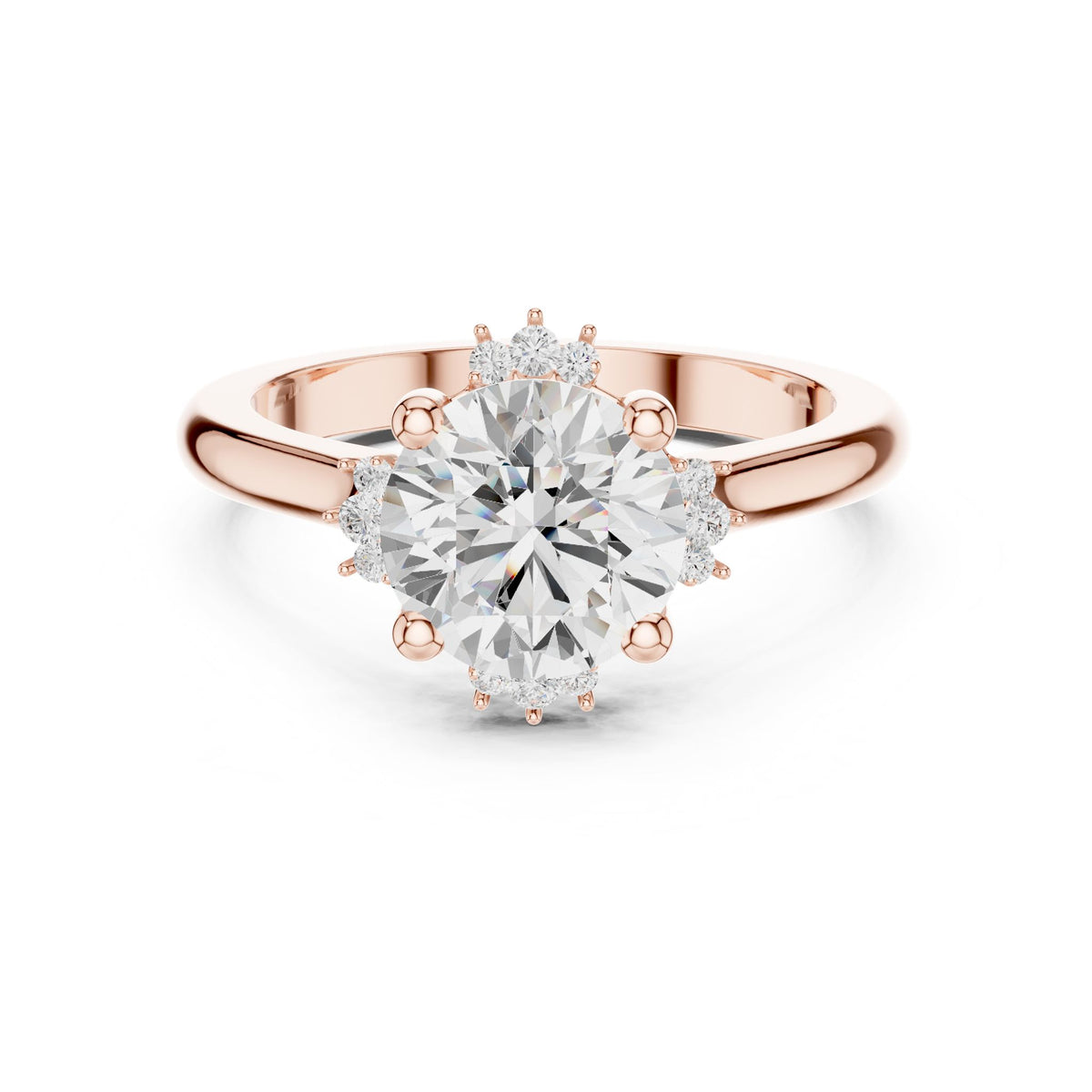 Round Hidden Halo Lab Grown Diamond Engagement Ring