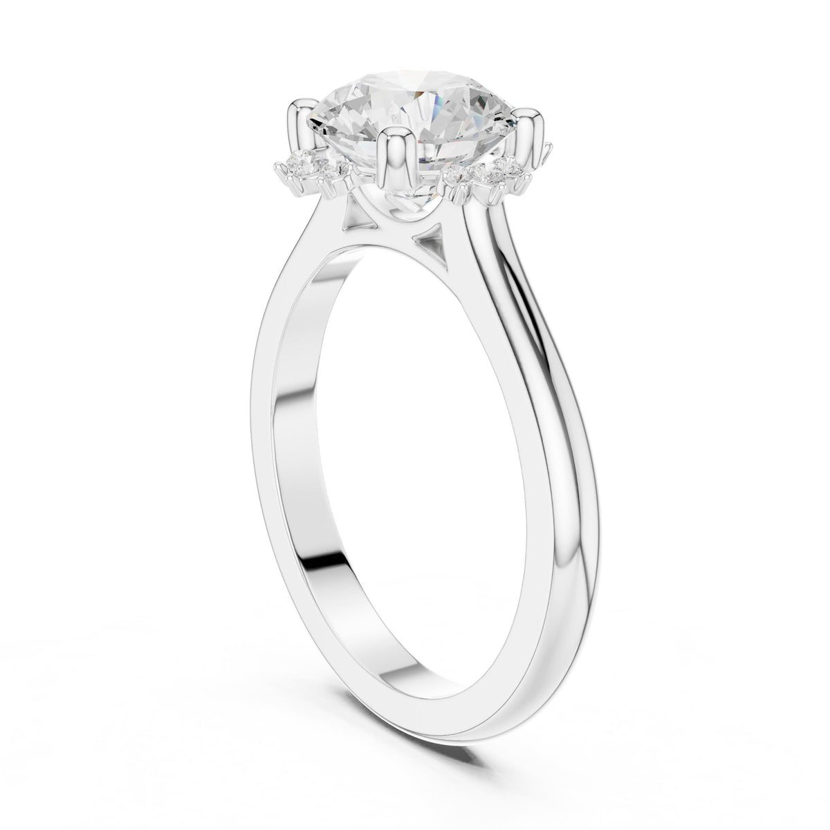 Round Hidden Halo Lab Grown Diamond Engagement Ring