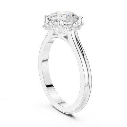 Round Hidden Halo Lab Grown Diamond Engagement Ring