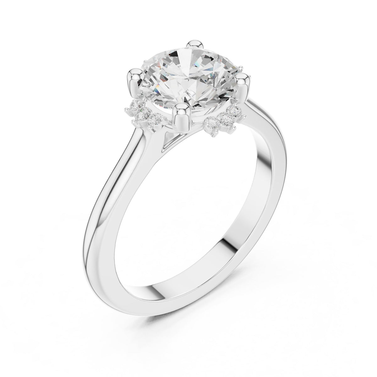 Round Hidden Halo Lab Grown Diamond Engagement Ring