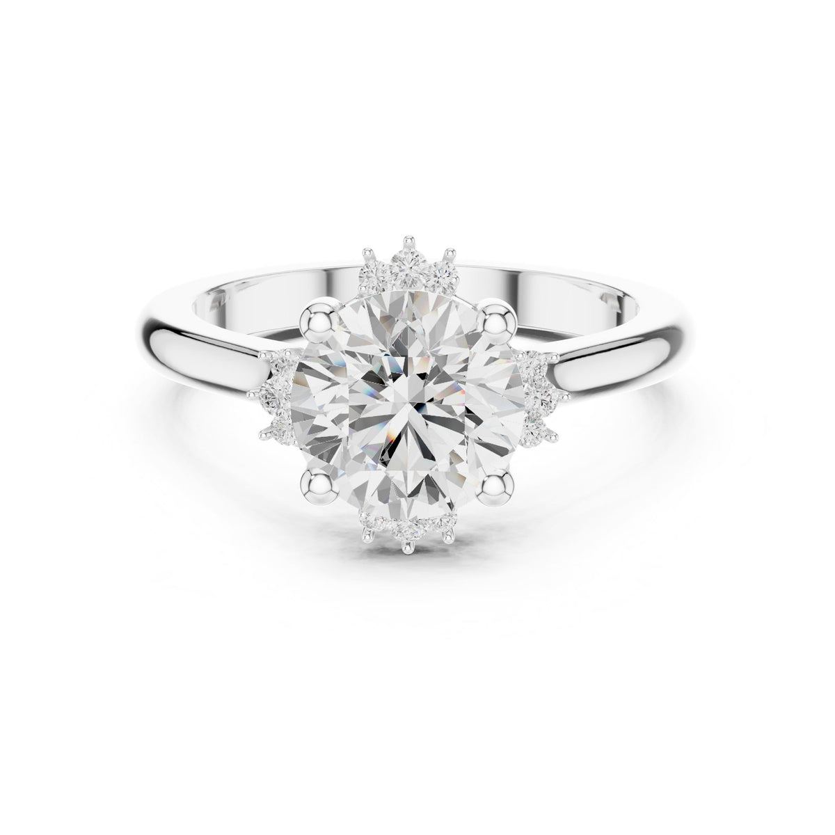 Round Hidden Halo Lab Grown Diamond Engagement Ring
