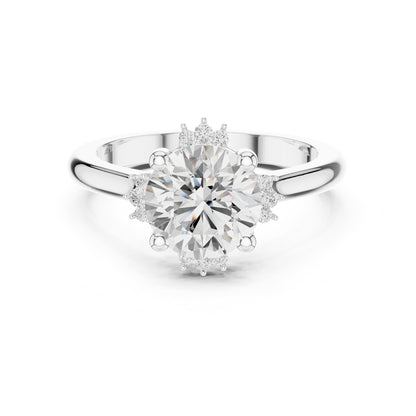 Round Hidden Halo Lab Grown Diamond Engagement Ring
