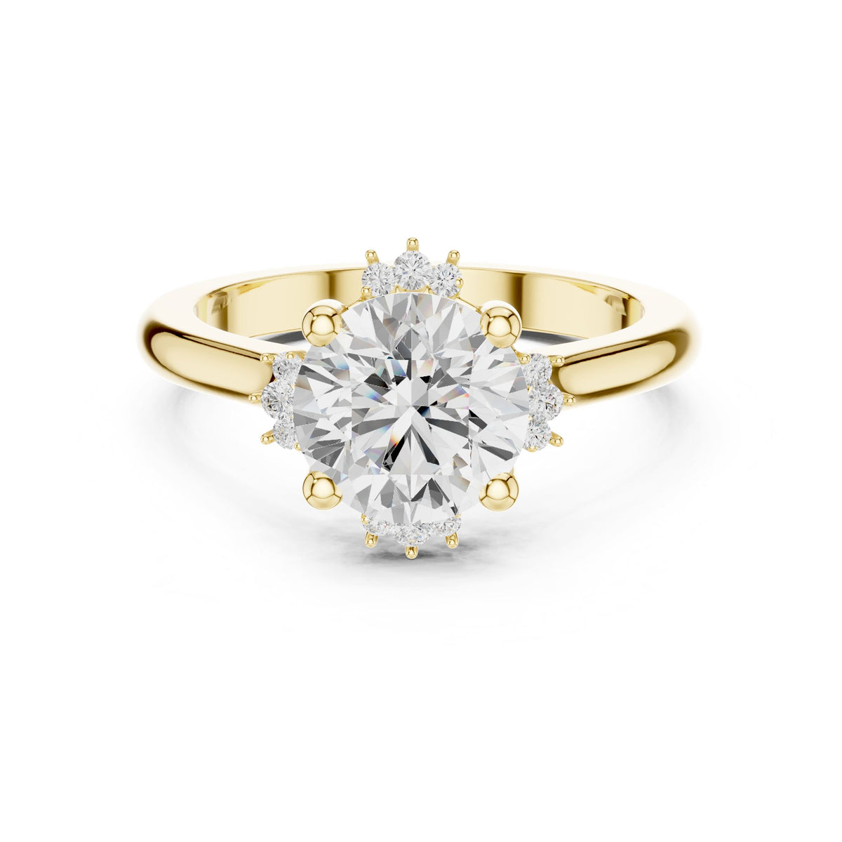 Round Hidden Halo Lab Grown Diamond Engagement Ring