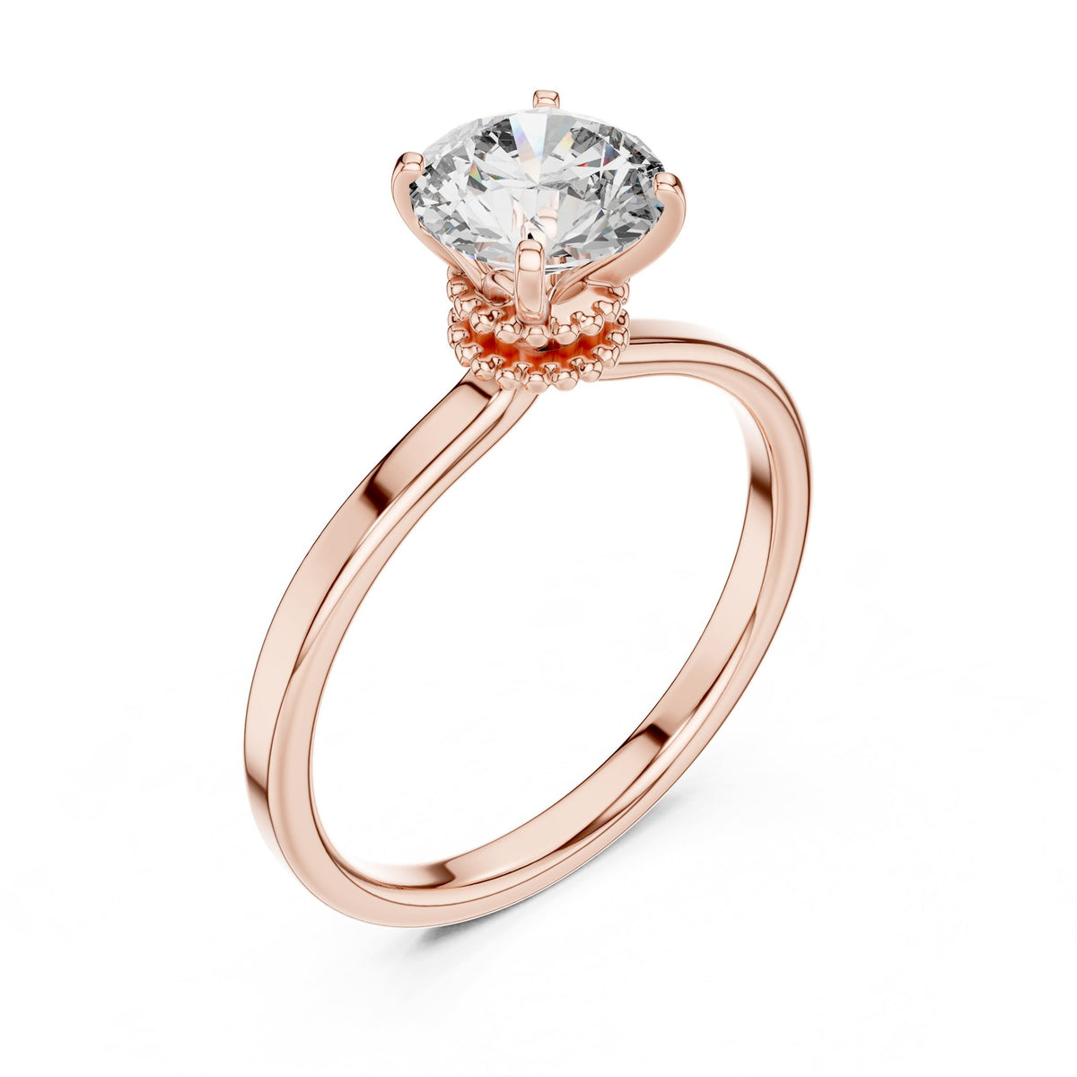 Round Hidden Halo Lab Grown Diamond Engagement Ring
