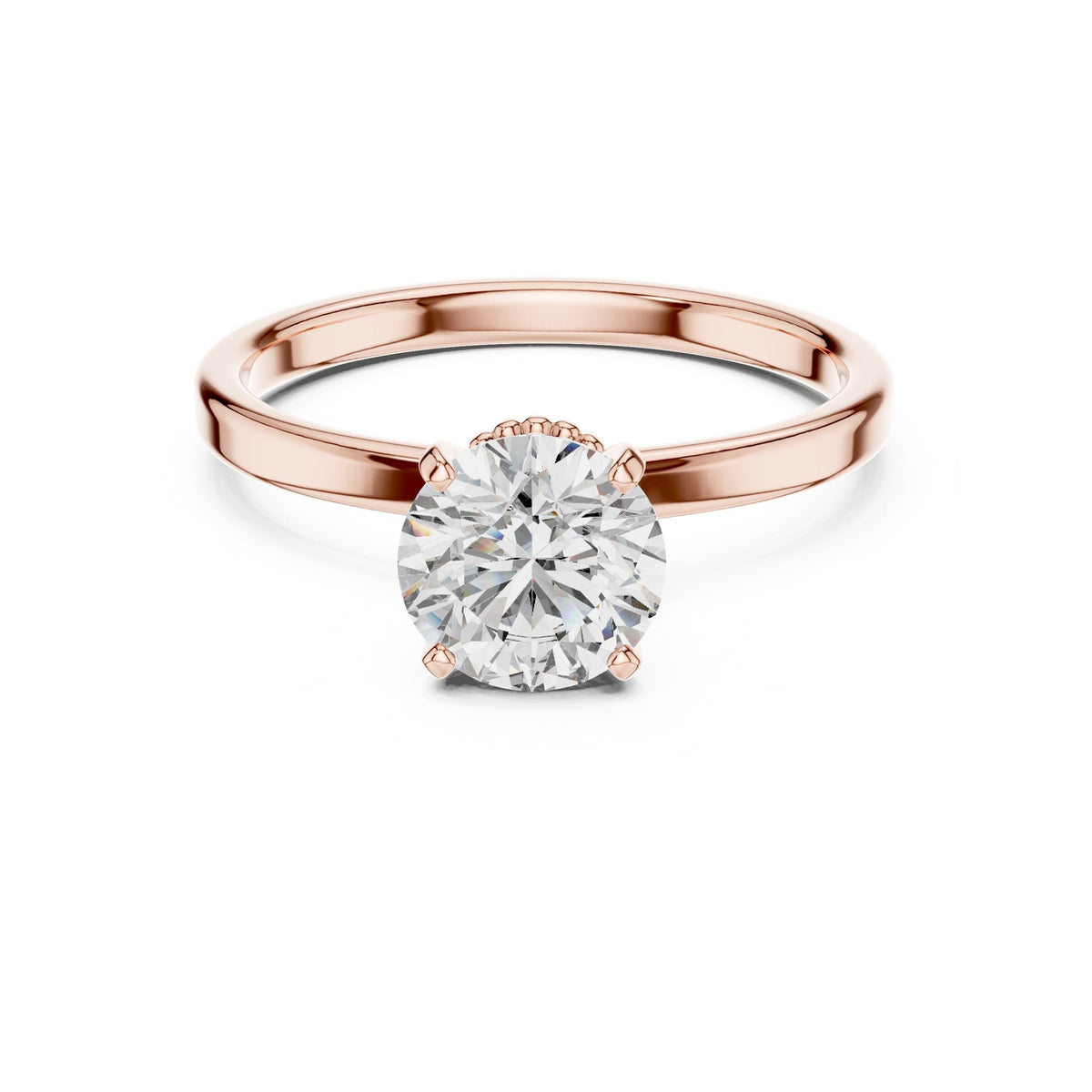 Round Hidden Halo Lab Grown Diamond Engagement Ring