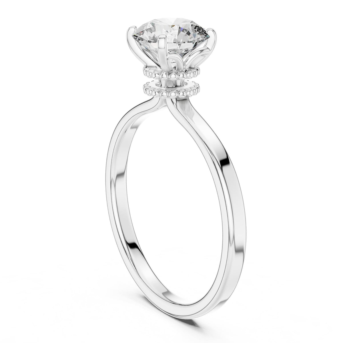 Round Hidden Halo Lab Grown Diamond Engagement Ring