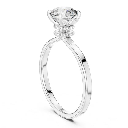 Round Hidden Halo Lab Grown Diamond Engagement Ring