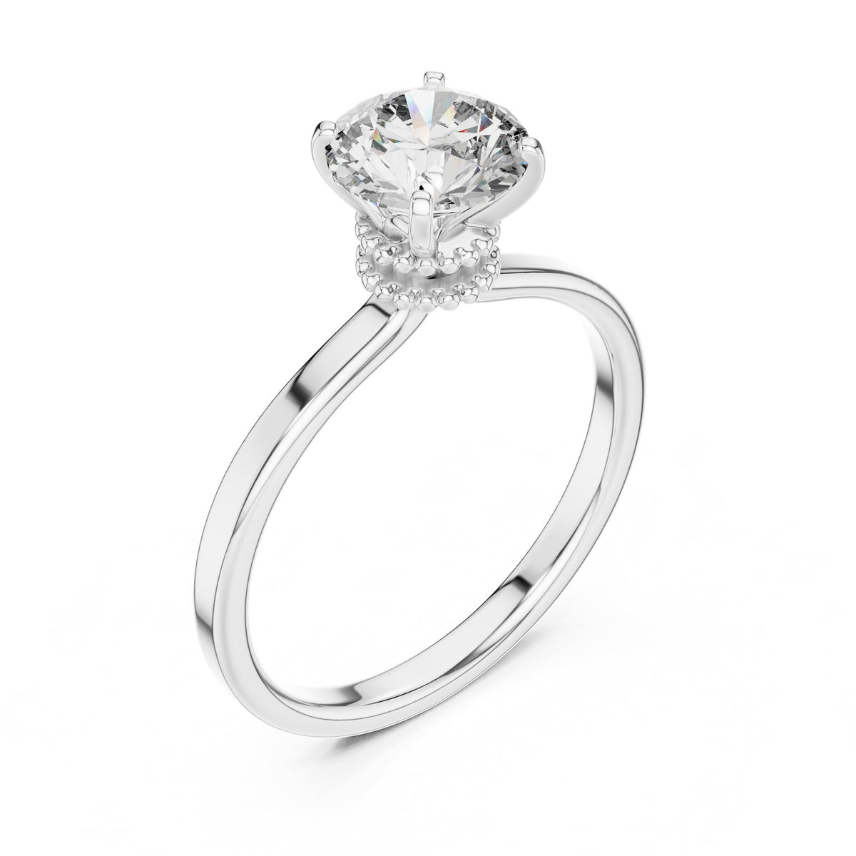 Round Hidden Halo Lab Grown Diamond Engagement Ring