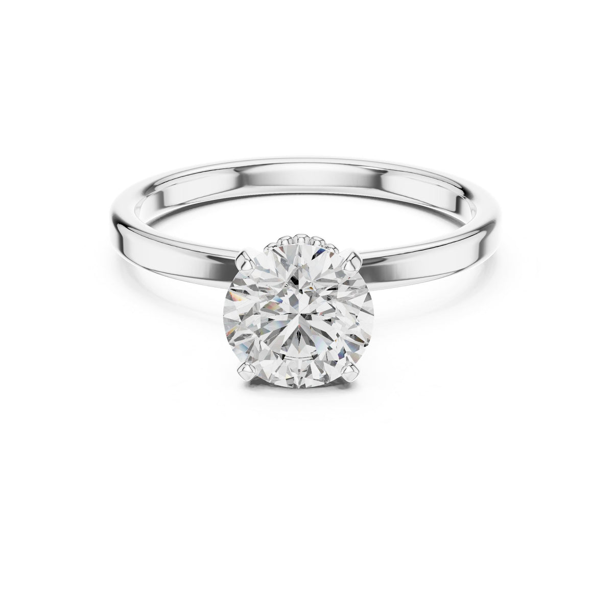 Round Hidden Halo Lab Grown Diamond Engagement Ring