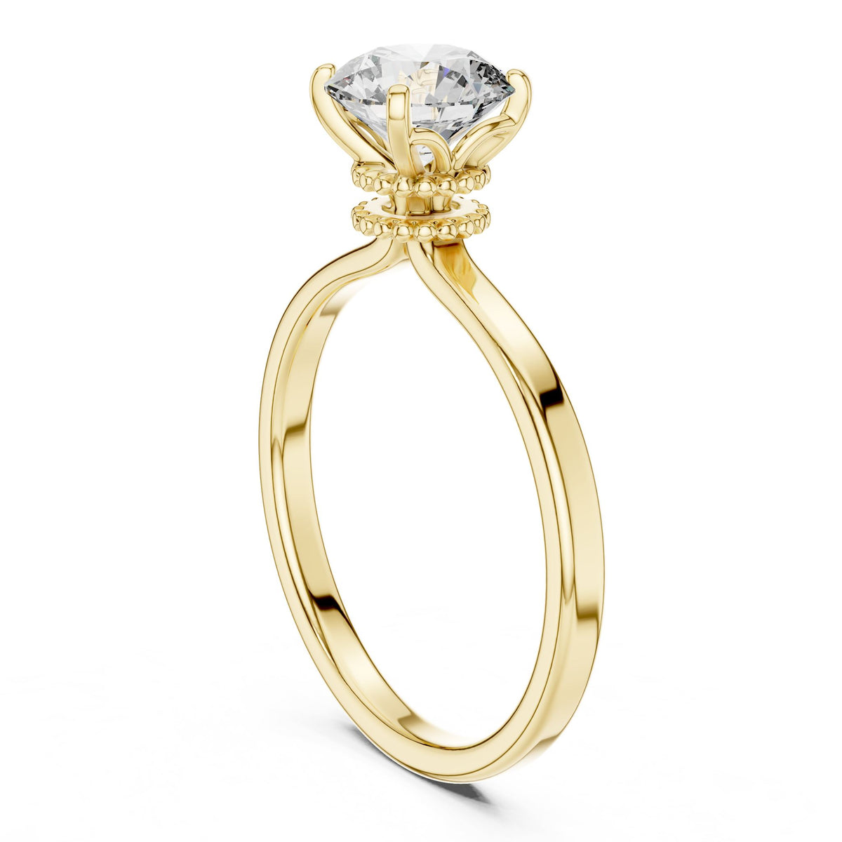 Round Hidden Halo Lab Grown Diamond Engagement Ring