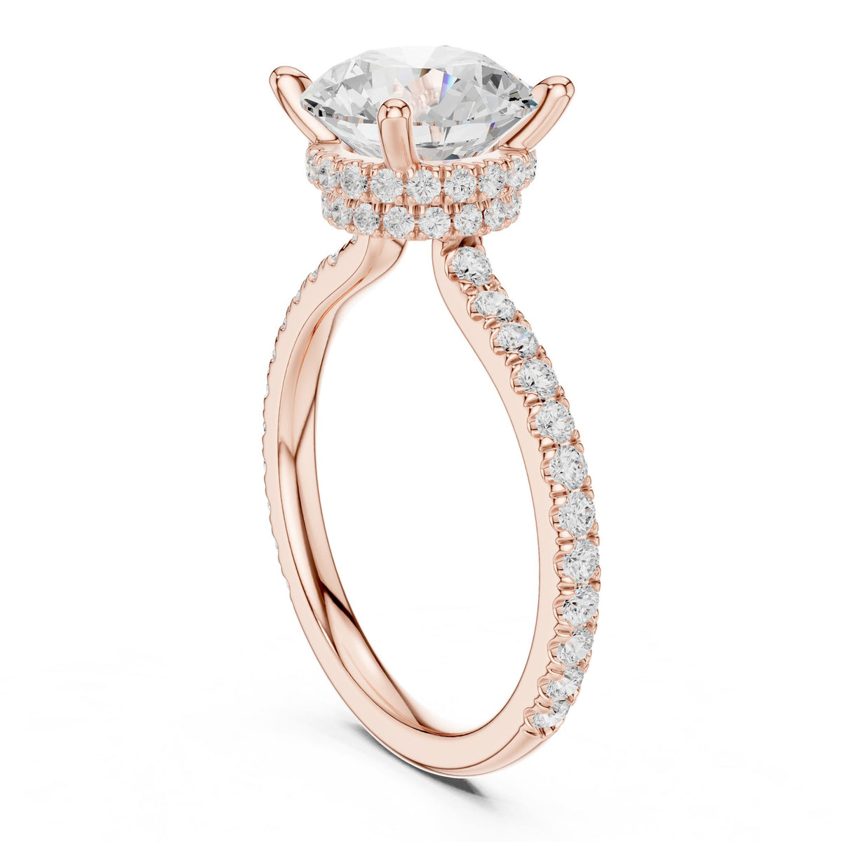 Round Hidden Halo Lab Grown Diamond Engagement Ring