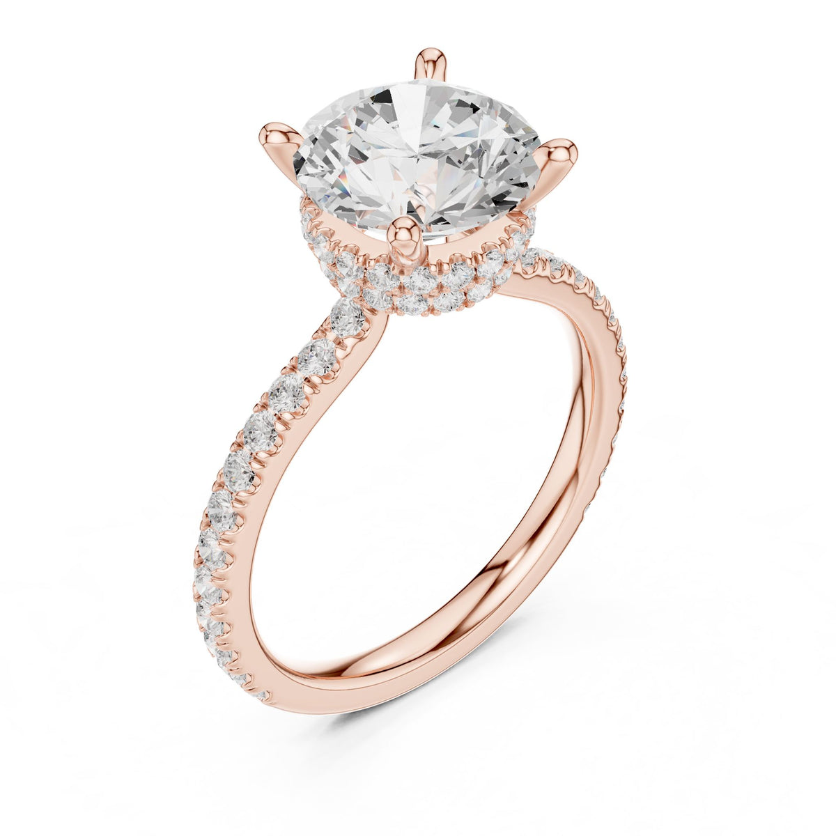 Round Hidden Halo Lab Grown Diamond Engagement Ring