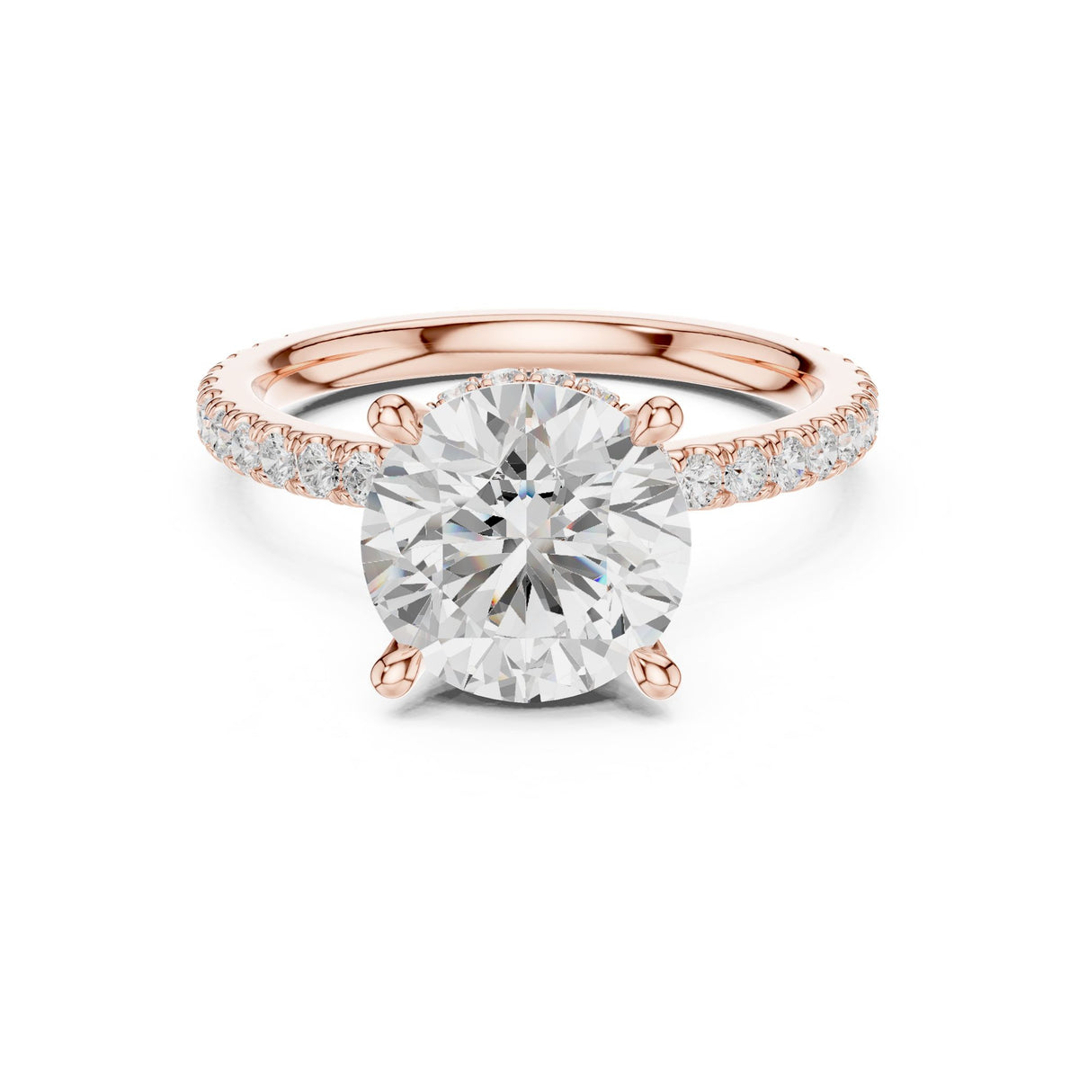 Round Hidden Halo Lab Grown Diamond Engagement Ring