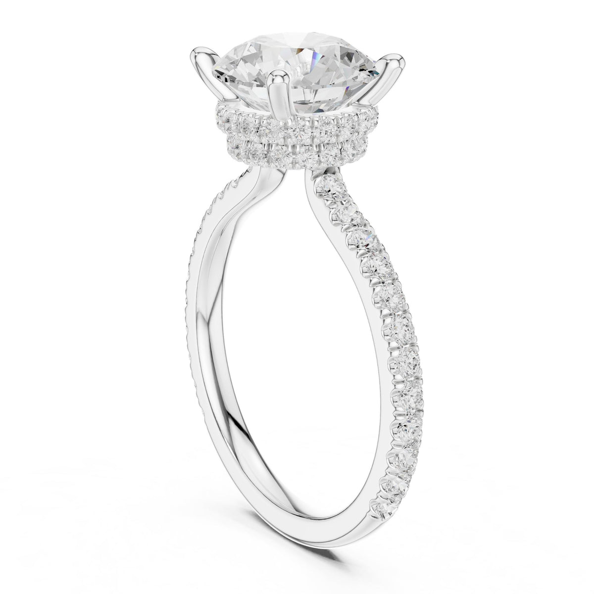 Round Hidden Halo Lab Grown Diamond Engagement Ring
