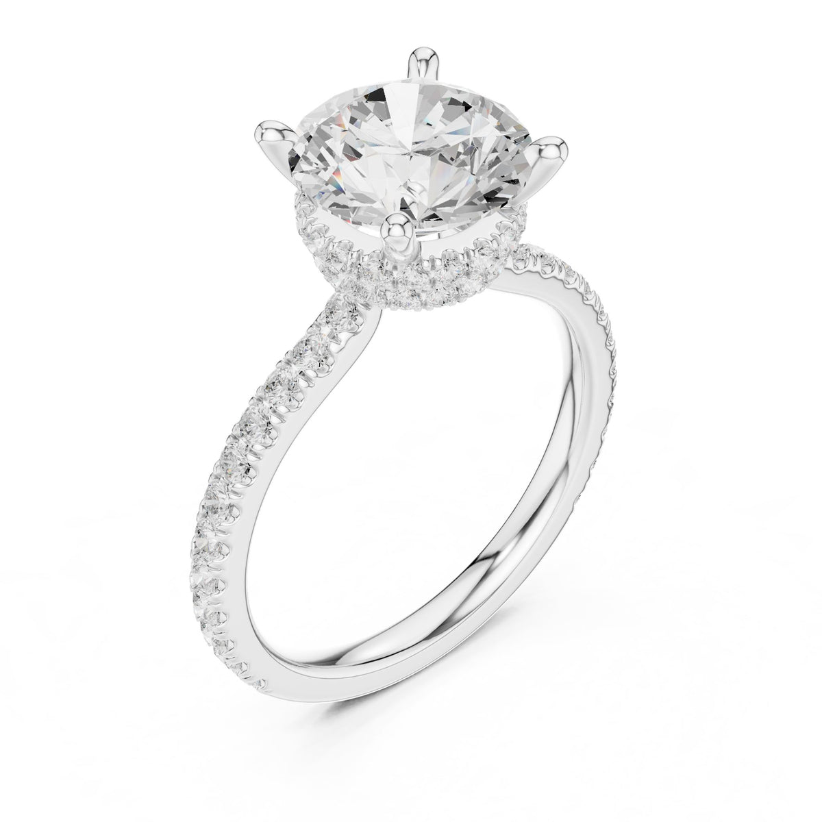 Round Hidden Halo Lab Grown Diamond Engagement Ring