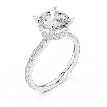 Round Hidden Halo Lab Grown Diamond Engagement Ring